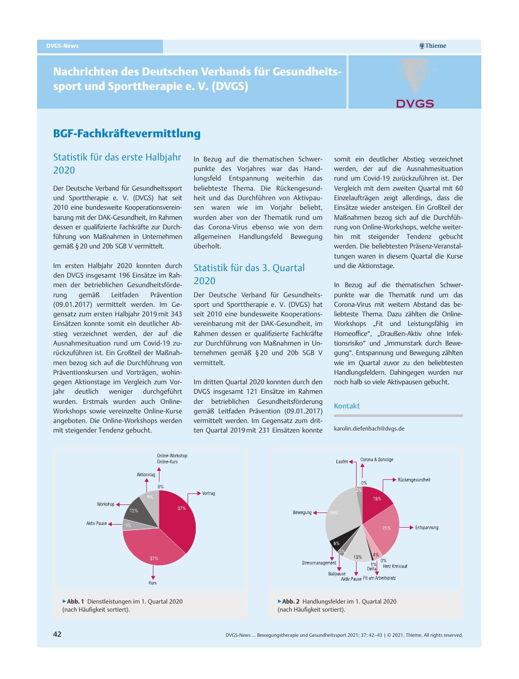Vorschauseite 1: Nachrichten des Deutschen Verbandes für Gesundheitssport und Sporttherapie e. V. (DVGS)