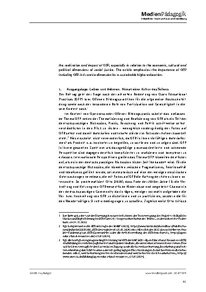 Vorschauseite 2: Open Educational Practices (OEP) im (Hochschul-) Bildungsbereich im Wandel – und ihr Beitrag zu Gerechtigkeit, Partizipation und einer Kultur des Teilens in der (Post-)Digitalität