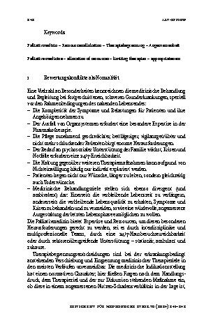 Vorschauseite 2: Was kann die Palliativmedizin zur Ressourcenfrage beitragen?