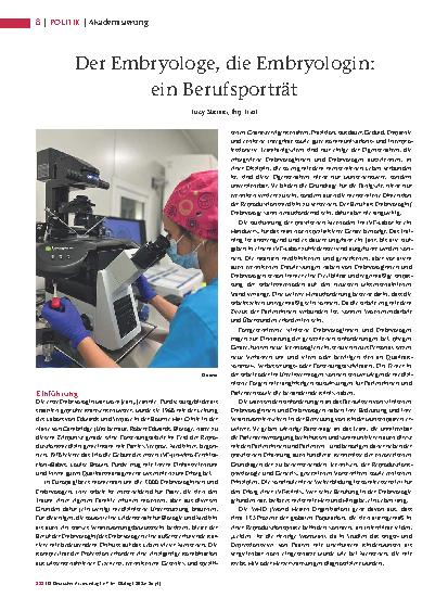 Vorschauseite 1: Der Embryologe, die embryologin: ein Berufsporträt