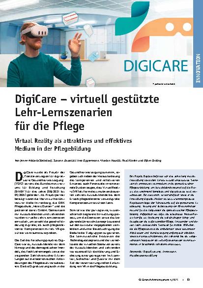 Vorschauseite 1: DigiCare – virtuell gestützte Lehr-Lernszenarien für die Pflege