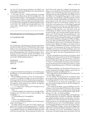 Vorschauseite 1: Behandlungskosten bei Unterbringung nach PsychKG