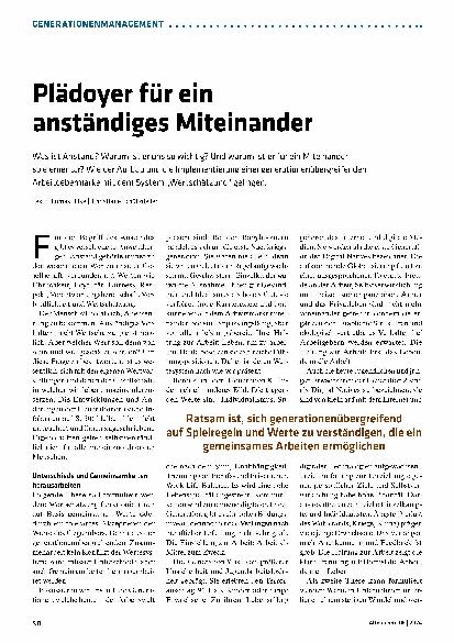 Vorschauseite 1: Plädoyer für ein anständiges Miteinander