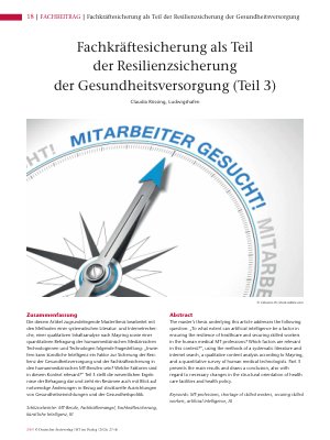 Vorschauseite 1: Fachkräftesicherung als Teil der Resilienzsicherung der Gesundheitsversorgung (Teil 3)