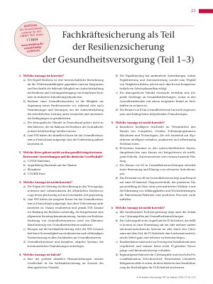 Vorschauseite 6: Fachkräftesicherung als Teil der Resilienzsicherung der Gesundheitsversorgung (Teil 3)