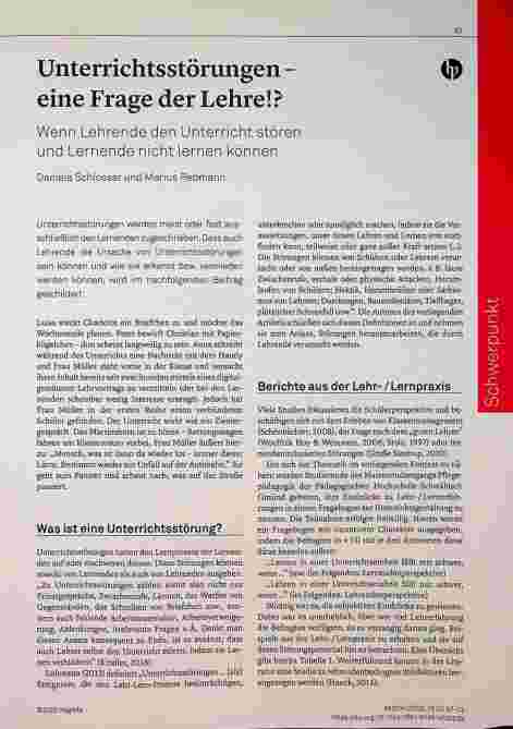 Vorschauseite 1: Unterrichtsstörungen - eine Frage der Lehre! ? Wenn Lehrende den Unterricht stören und Lernende nicht lernen können.