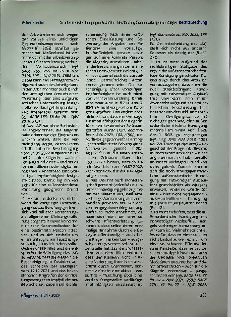 Vorschauseite 4: Zur außerordentlichen Kündigung mit Auslauffrist - hier: Täuschung über eine vorläufige Impfunfähigkeit