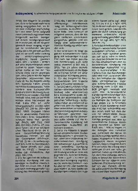 Vorschauseite 5: Zur außerordentlichen Kündigung mit Auslauffrist - hier: Täuschung über eine vorläufige Impfunfähigkeit
