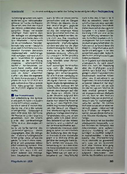 Vorschauseite 6: Zur außerordentlichen Kündigung mit Auslauffrist - hier: Täuschung über eine vorläufige Impfunfähigkeit