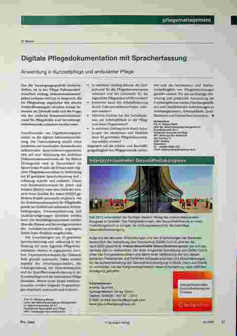 Vorschauseite 1: Digital]© Pflegedokumentation mit Spracherfassung Anwendung in Kurzzeitpflege und ambulanter Pflege