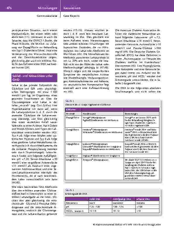 Vorschauseite 5: Schwerer Schockzustand mit kombinierter Laktatund Ketoazidose bei einem Patienten nach Pankreas-Linksresektion unter Metforminund Dapagliflozin-Dauertherapie.