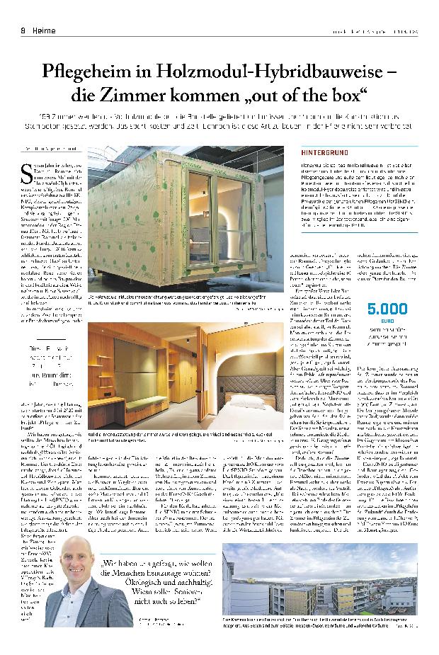 Vorschauseite 1: Pflegeheim in Holzmodul-Hybridbauweise – die Zimmer kommen „out of the box“