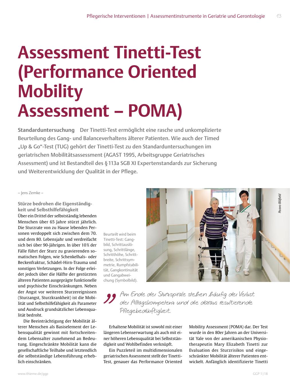 Vorschauseite 1: Assessment Tinetti-Test (Performance Oriented Mobility Assessment – POMA)