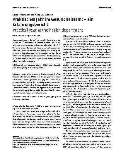 Vorschauseite 1: Praktisches Jahr im Gesundheitsamt – ein Erfahrungsbericht