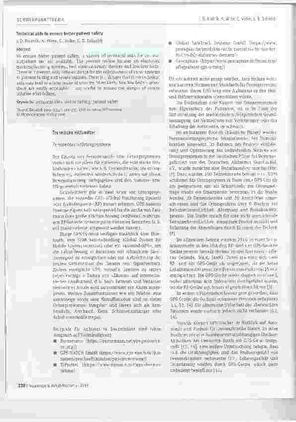 Vorschauseite 2: Spezielle technische Hilfsmittel zum Eigenschutz von Patienten