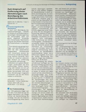 Vorschauseite 1: Zum Anspruch auf Entfernung dreier Abmahnungen nach Beendigung des Arbeitsverhältnisses
