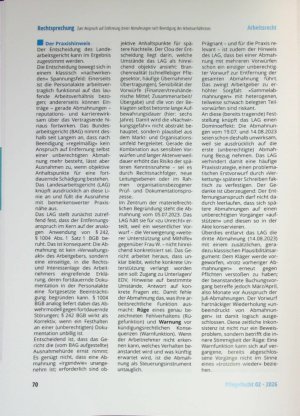 Vorschauseite 4: Zum Anspruch auf Entfernung dreier Abmahnungen nach Beendigung des Arbeitsverhältnisses