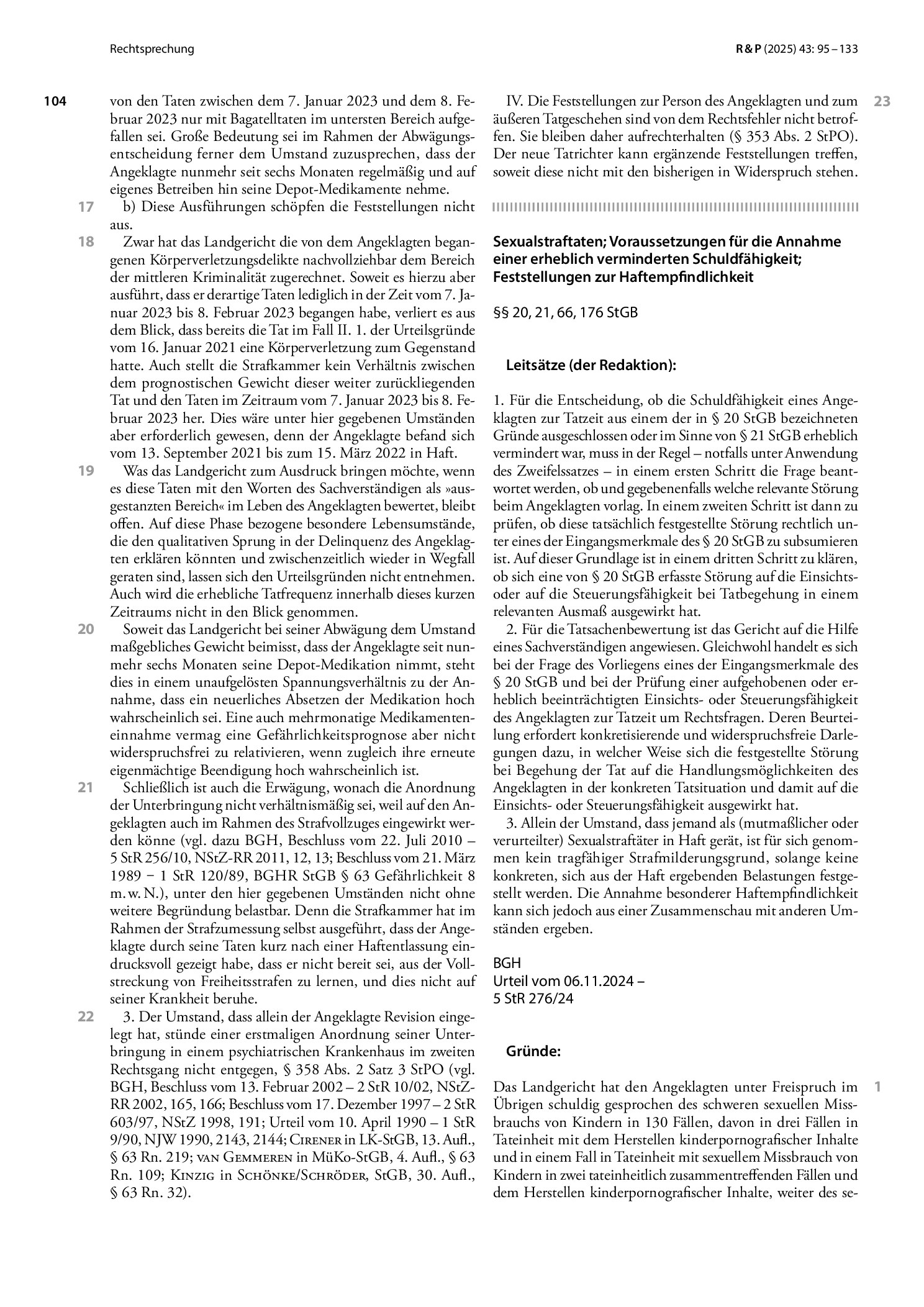 Vorschauseite 3: Krankheitsbedingter Erlaubnistatbestandsirrtum; Unterbringung in einem psychiatrischen Krankenhaus