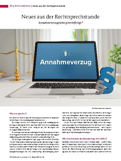 Vorschauseite 1: Neues aus der Rechtsprechung: Annahmeverzugslohn gerechtfertigt?