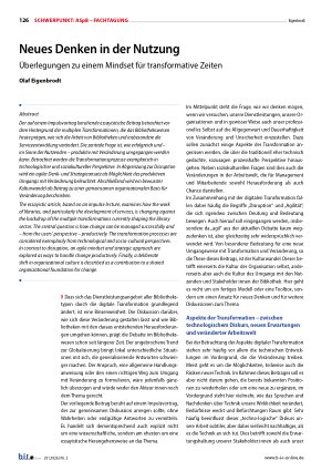 Vorschauseite 1: Neues Denken in der Nutzung Überlegungen zu einem Mindset für transformative Zeiten