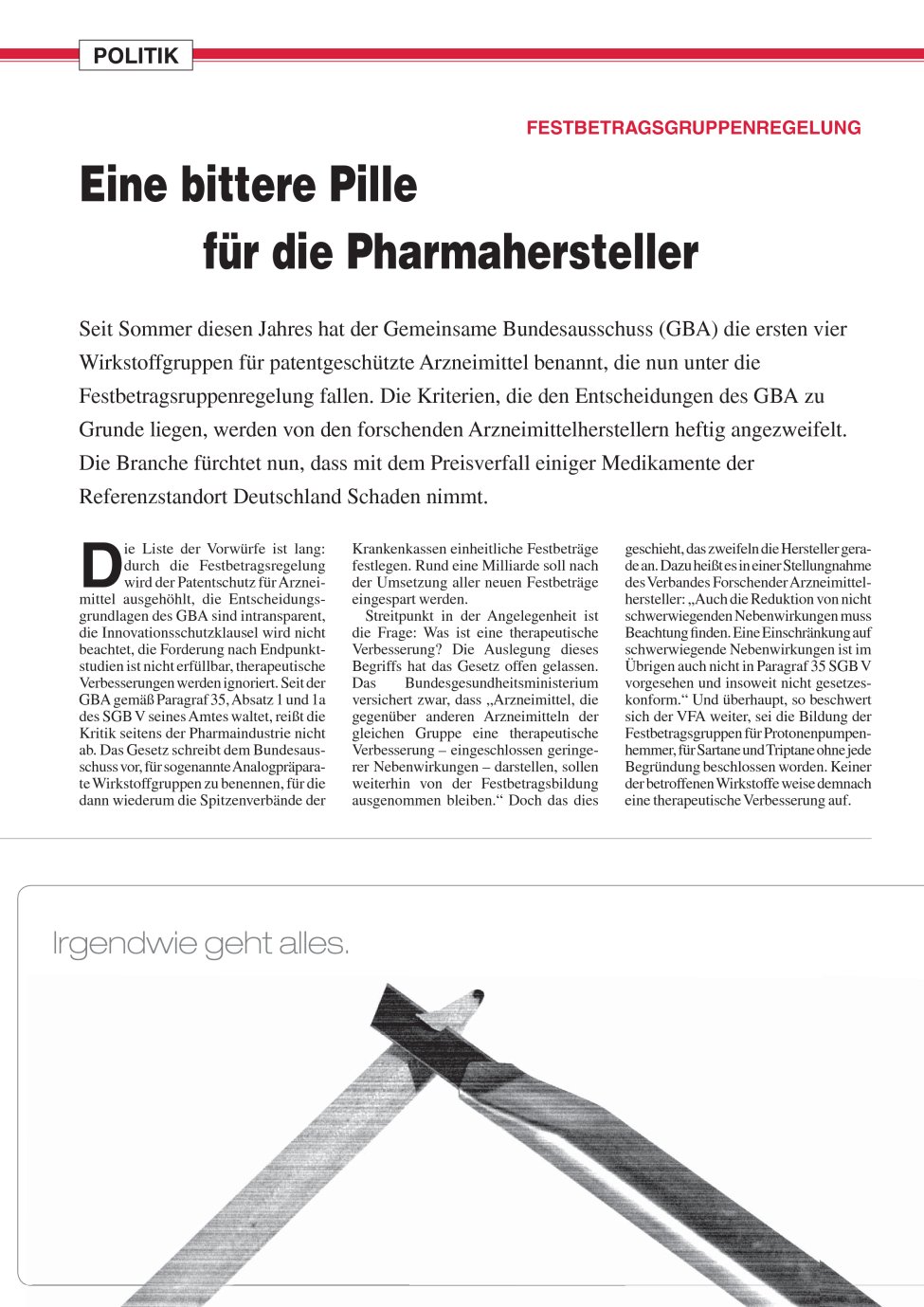 Vorschauseite 1: Eine bittere Pille für die Pharmahersteller