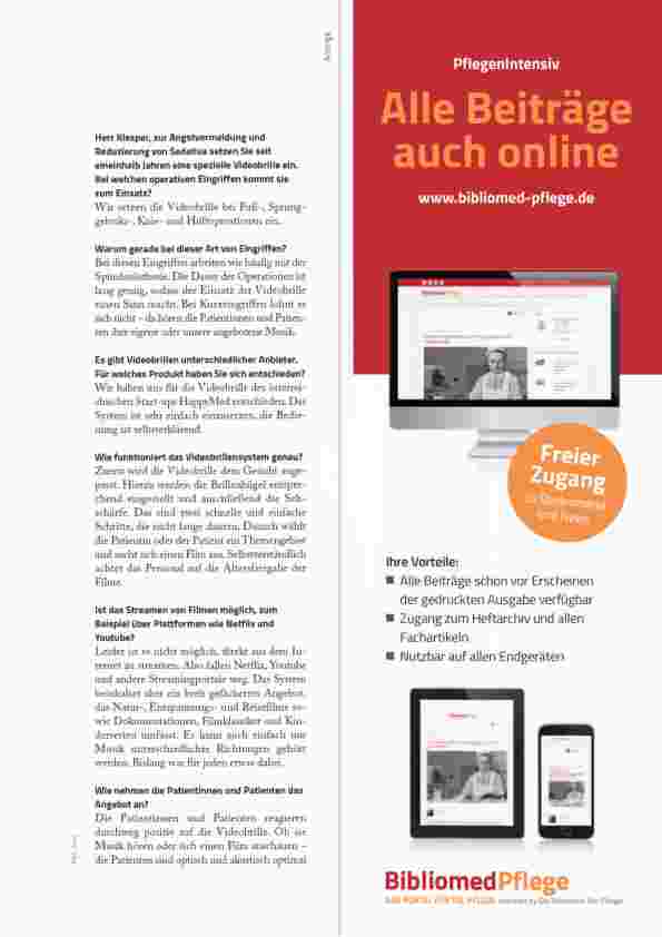 Vorschauseite 2: Weniger Stress und weniger Sedativa.