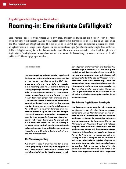 Vorschauseite 1: Angehörigenunterstützung im Krankenhaus Rooming-in: Eine riskante Gefälligkeit?