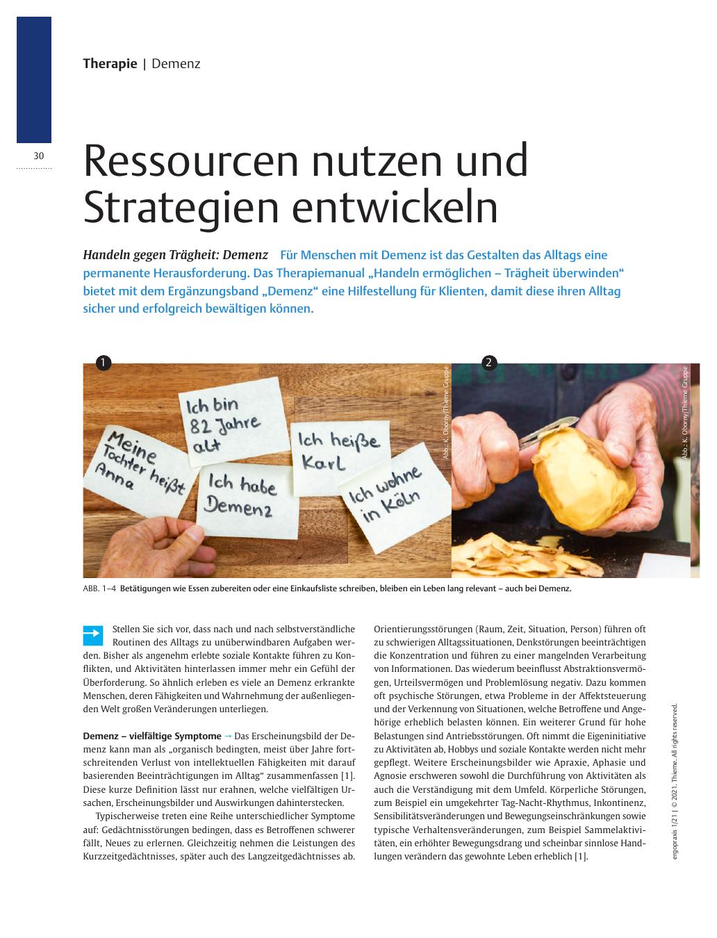 Vorschauseite 1: Ressourcen nutzen und Strategien entwickeln – Handeln gegen Trägheit: Demenz
