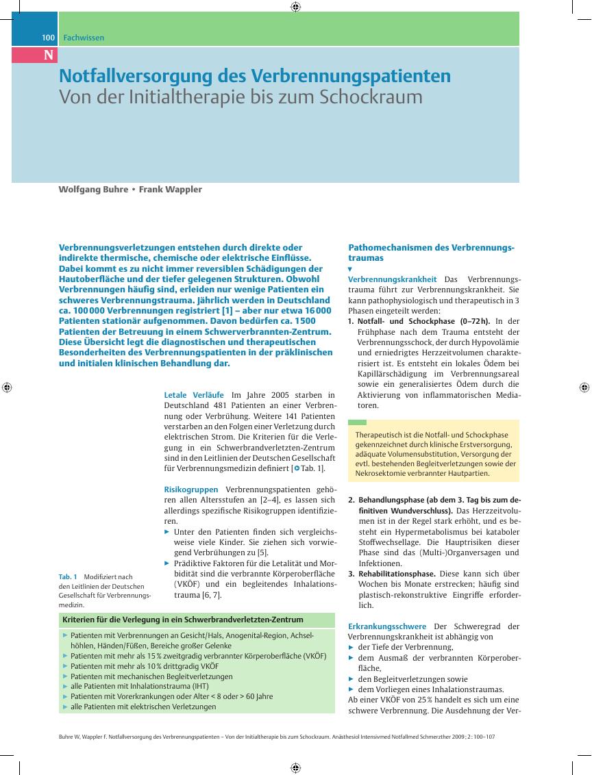 Vorschauseite 1: Notfallversorgung des Verbrennungspatienten – Von der Initialtherapie bis zum Schockraum