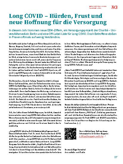 Vorschauseite 1: Long COVID – Hürden, Frust und neue Hoffnung für die Versorgung