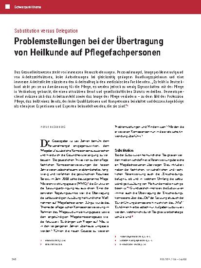 Vorschauseite 1: Problemstellungen bei der Übertragung von Heilkunde auf Pflegefachpersonen