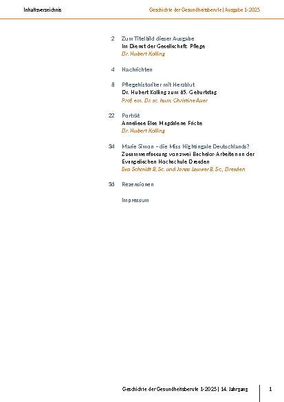Vorschauseite 3: Geschichte der Gesundheitsberufe Heft 1-2025