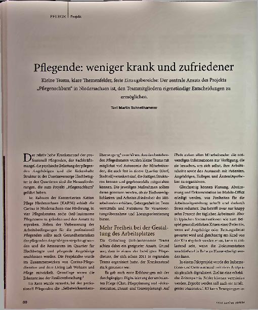 Vorschauseite 1: Pflegende: weniger krank und zufriedener