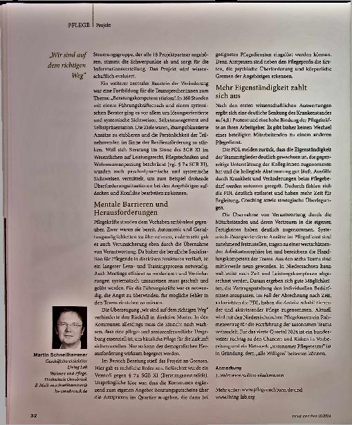 Vorschauseite 3: Pflegende: weniger krank und zufriedener