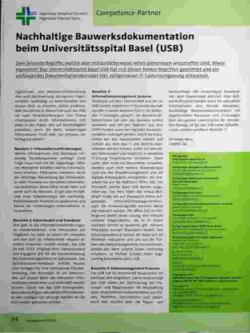Vorschauseite 1: Nachhaltige Bauwerksdokumentation beim Universitätsspital Basel (USB)