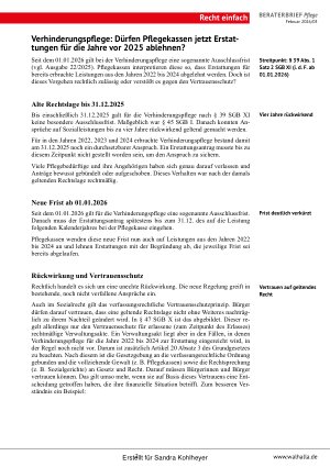 Vorschauseite 2: Beraterbrief Pflege Heft 3-2026