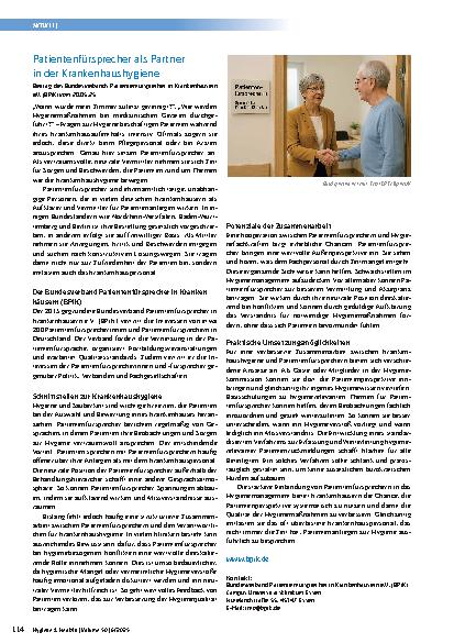 Vorschauseite 1: Patientenfürsprecher als Partner in der Krankenhaushygiene