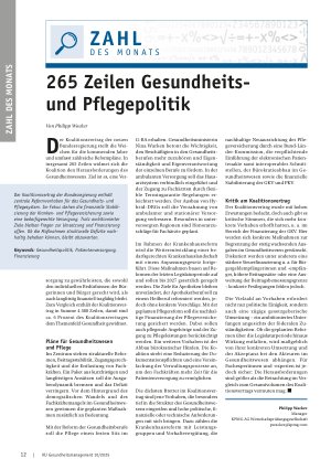 Vorschauseite 1: 265 Zeilen Gesundheitsund Pflegepolitik