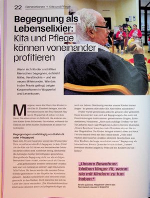 Vorschauseite 1: Begegnung als Lebenselixier: 1 Kita und Pflege können voneinander profitieren