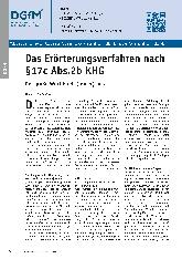 Vorschauseite 1: Das Erörterungsverfahren nach §17c Abs. 2b KHG. Der große Wurf blieb (leider) aus.
