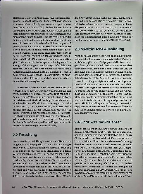 Vorschauseite 4: Generative KI im Gesundheitswesen - Chancen und Risiken
