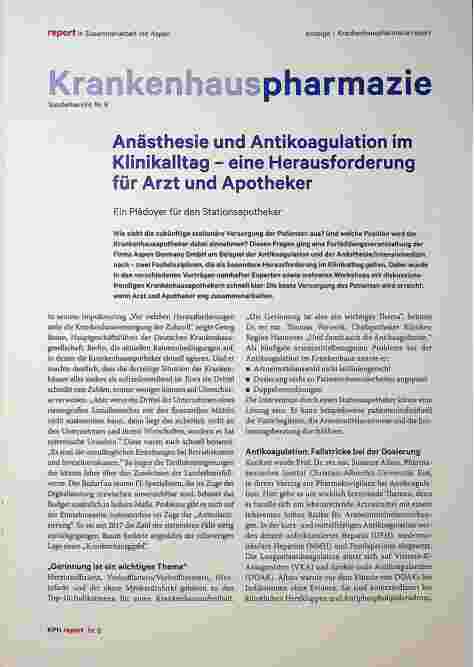 Vorschauseite 1: Anästhesie und Antikoagulation im klinischen Alltag - eine Herausforderung für Arzt und Apotheker