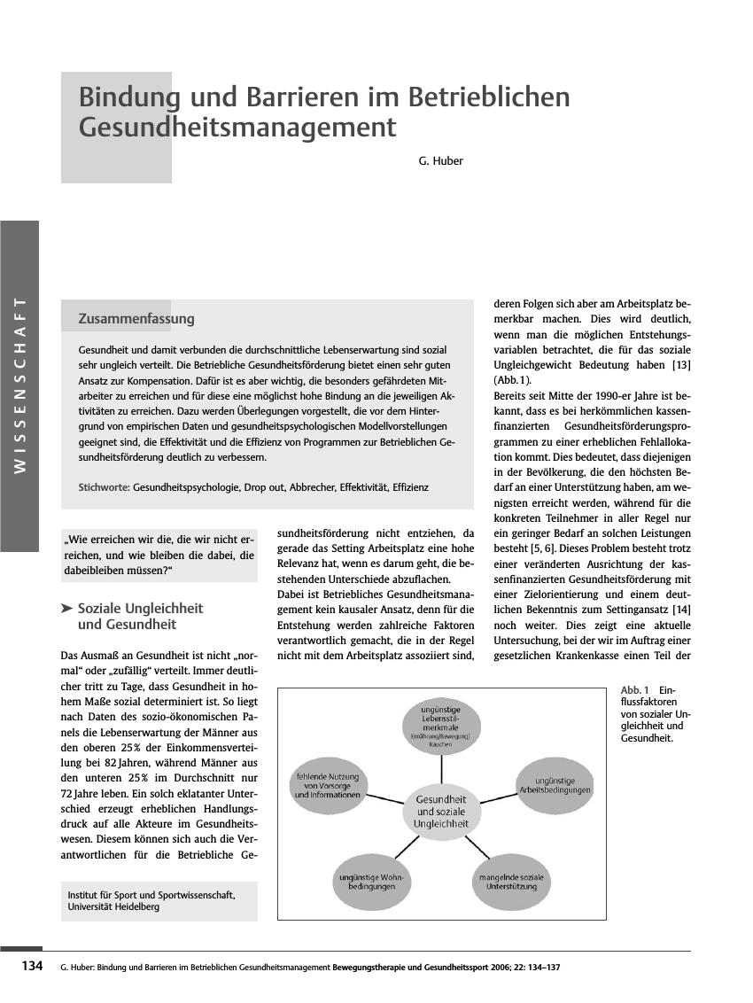 Vorschauseite 1: Bindung und Barrieren im Betrieblichen Gesundheitsmanagement