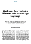 Vorschauseite 1: Omikron – Geschenk des Himmels oder schmutzige Impfung?