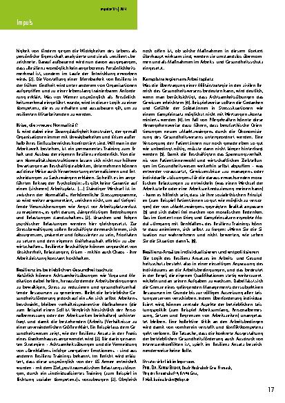 Vorschauseite 2: Mit Resilienz und Selfcare in die Arbeitswelt von morgen? Betriebliches Gesundheitsmanagement auf dem Prüfstand.