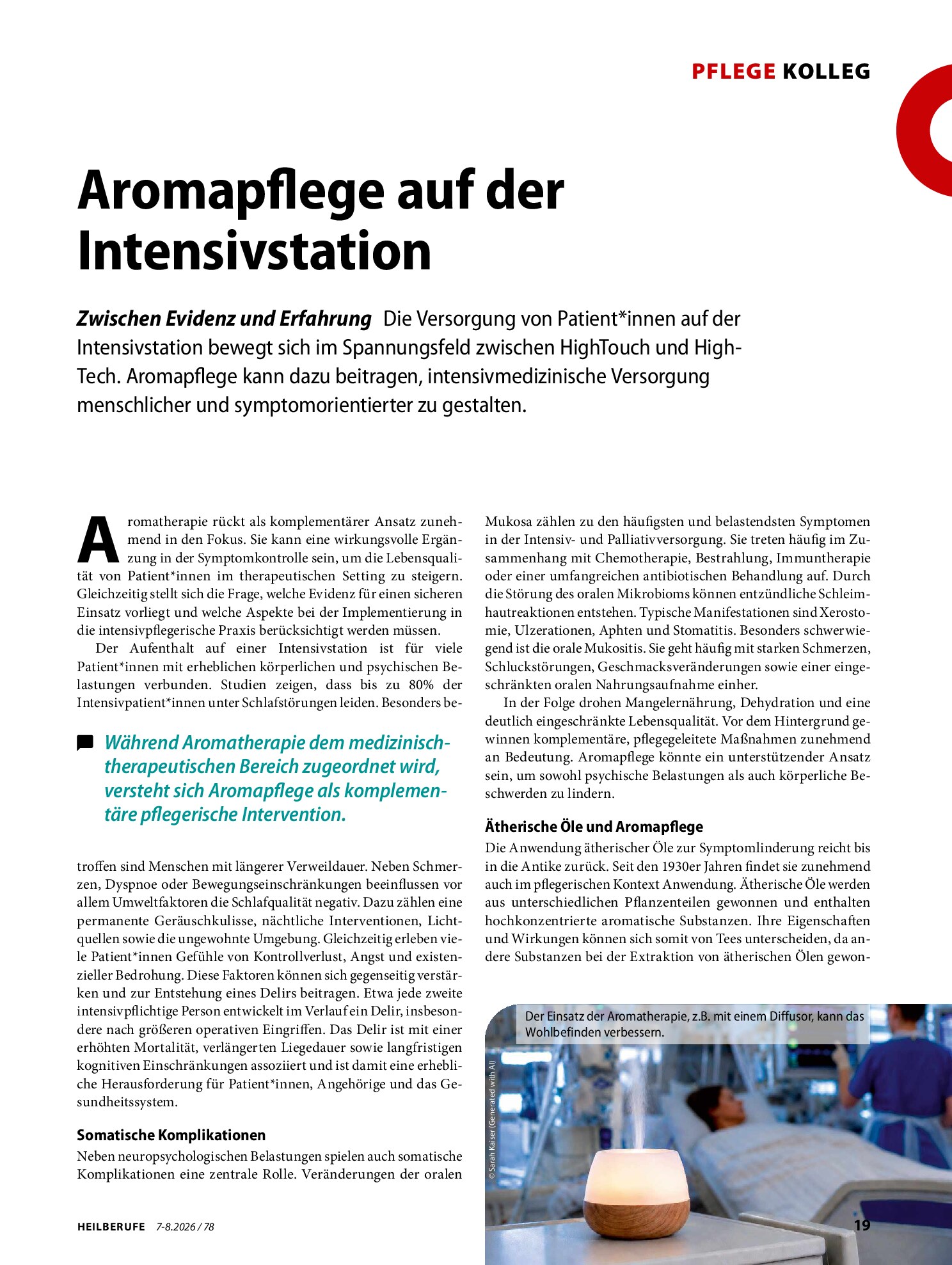 Vorschauseite 1: Aromapflege auf der Intensivstation