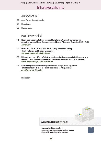 Vorschauseite 3: Pädagogik der Gesundheitsberufe 2-2025