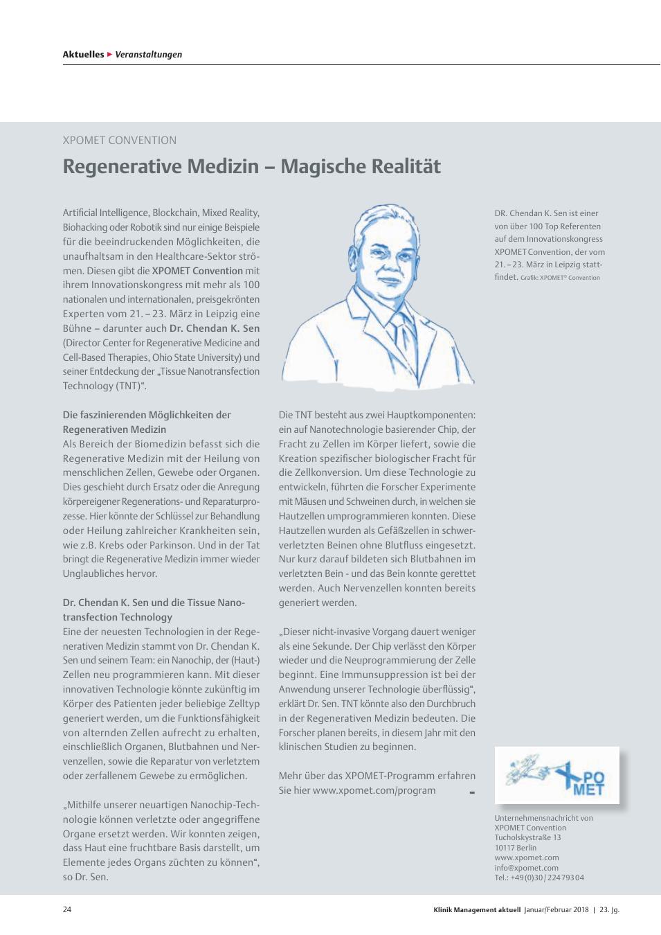 Vorschauseite 1: XPOMET Convention: Regenerative Medizin? Magische Realität
