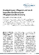 Vorschauseite 1: Krankenhäuser, Pflegerat und ver.di begrüßen Einführung der Pflegepersonalbemessung