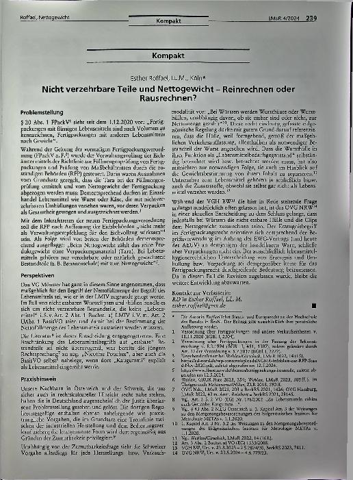 Vorschauseite 1: Nicht verzehrbare Teile und Nettogewicht - Einrechnen oder Herausrechnen?